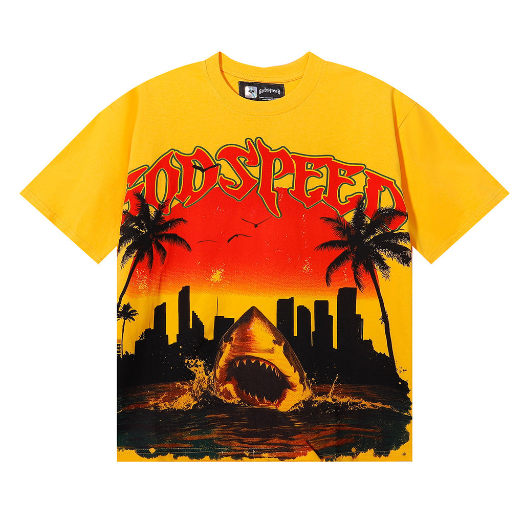 Godspeed City Coconut Tree Shark T-Shirt