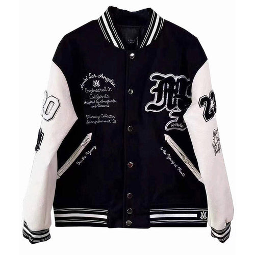 AMIRI logo patch varsity bomber jacket Black